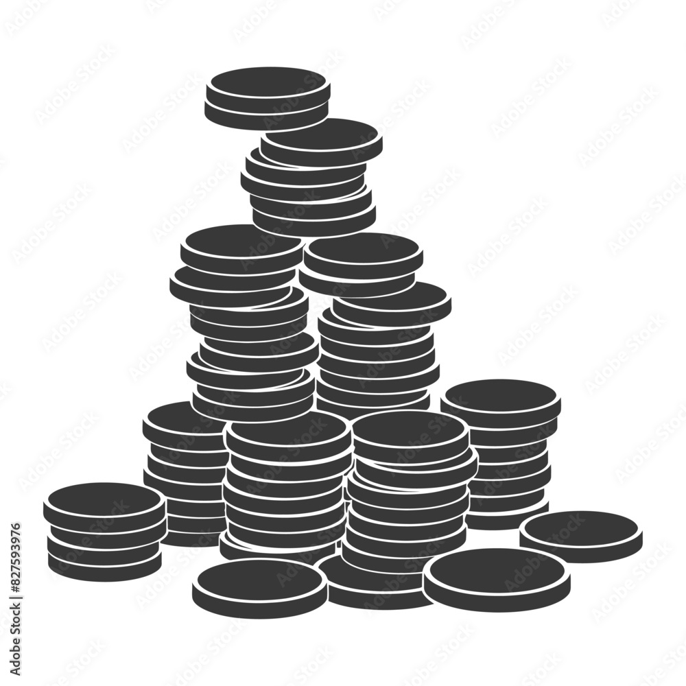 Silhouette pile of coin black color only Silhouette pile of coin black color only