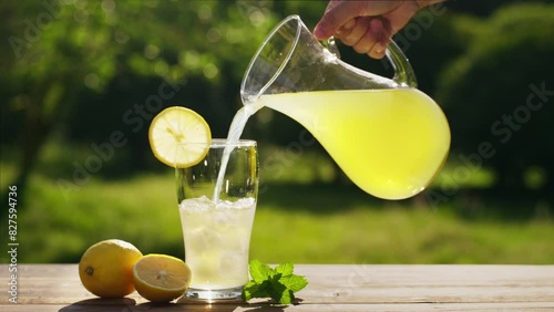 Summer drink with fresh lemonade