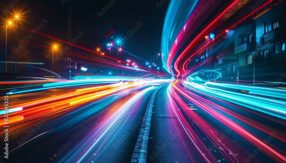 A colorful tunnel with neon lights by AI generated image A colorful tunnel with neon lights by AI generated image