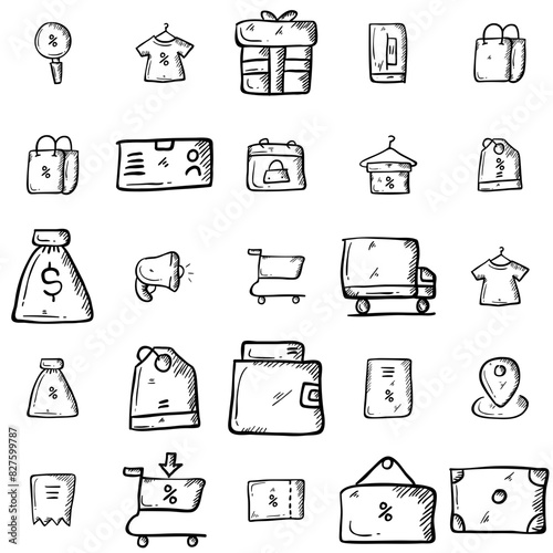 Set Of Linear Black Friday Festival Vector Symbols Apps, Websites Ui Designs Suitable For Hand-Drawn,Black-Friday,Discount,Price,Voucher Vector Icon Set Linear Pictogram Pack