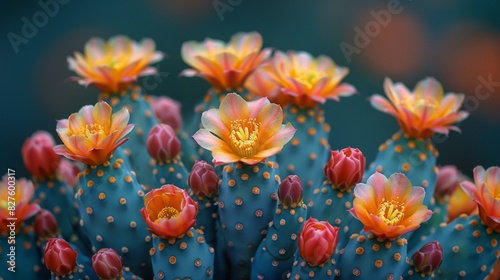 Close-up of a blooming cactus with vibrant flowers, providing a unique twist for drought-resistant gardening tips photo
