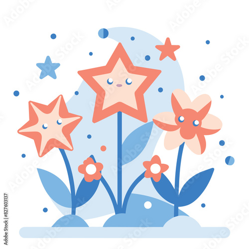 Cute Star-Shaped Flowers with Big Eyes and Smiling Faces