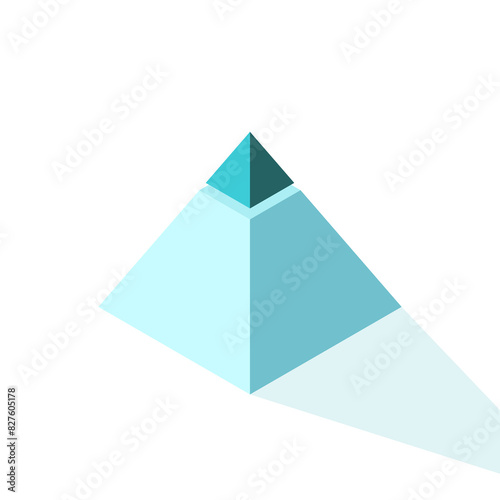 Isometric pyramid with unique top. Social inequality, uniqueness, minority, majority, Pareto principle and achievement concept. Flat design. EPS 8 vector illustration, no transparency, no gradients