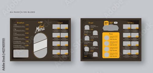Food menu flyer template, Restaurant menu design, trifold brochure template