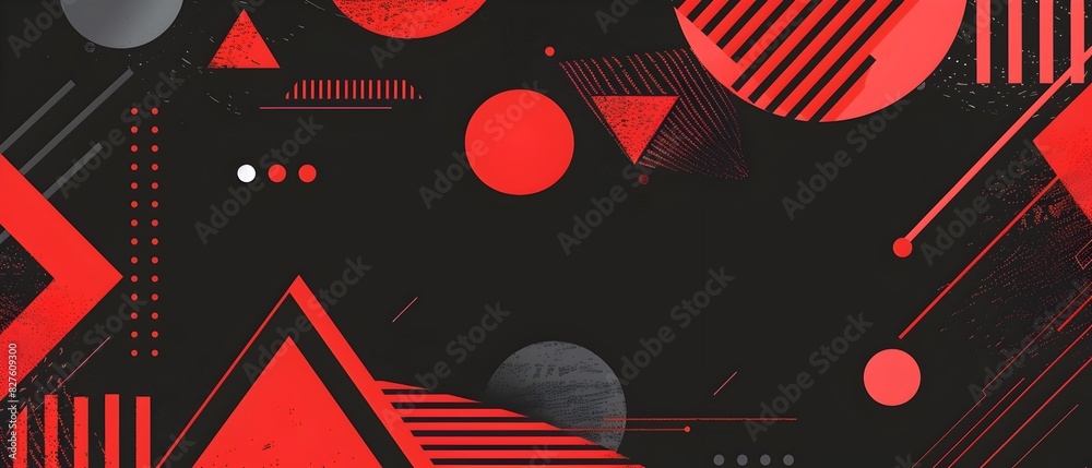 Obraz premium Captivating Geometric Abstract Shapes in Vivid Red and Black Minimal Modern Design for Digital Banners Flyers Mockups