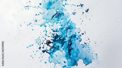 Aqua blue water stain on a white surface.