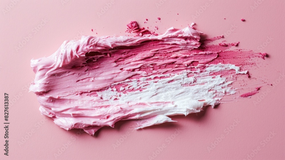 Fototapeta premium A pink and white brush stroke on a pink background