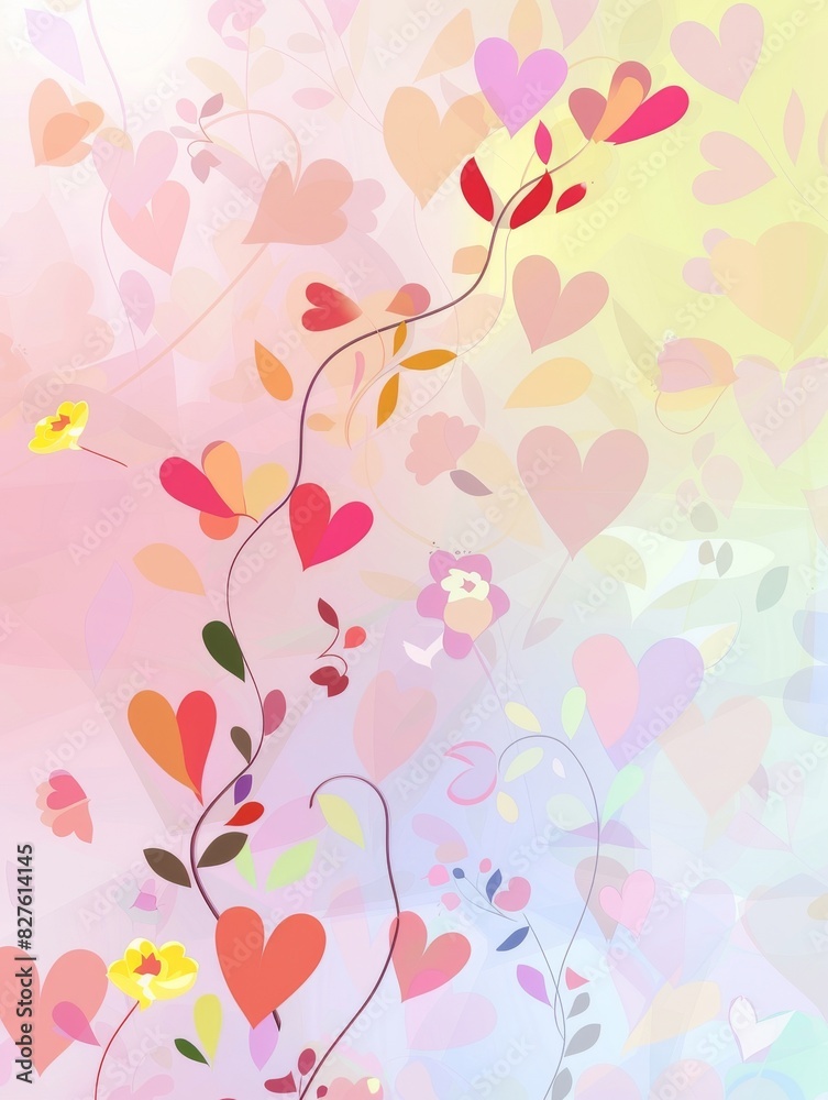 Spring background flowers and hearts postcard, banner, Design Spring background flowers and hearts postcard, banner, Design