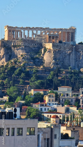 athens parthenon from distance greece photo