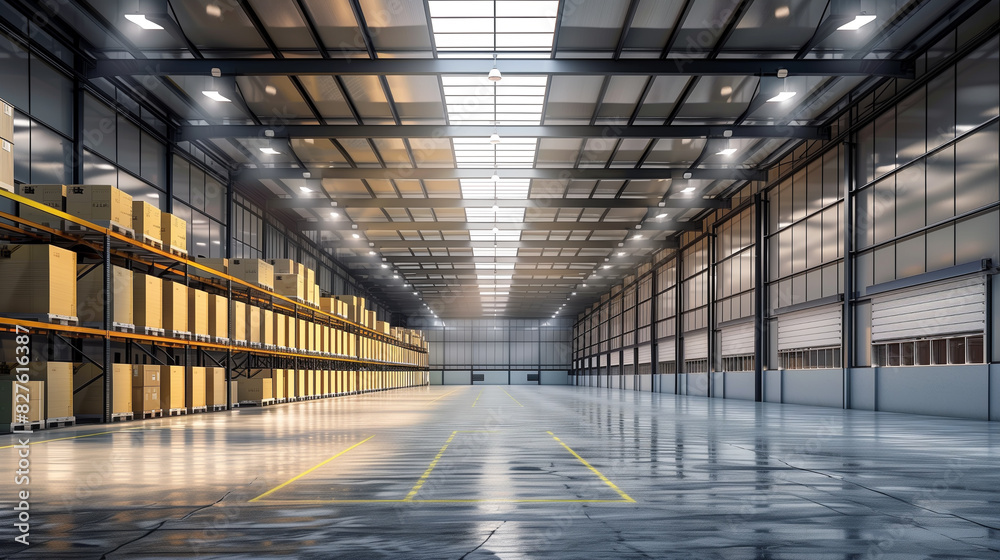 Modern logistics warehouse building structure. Modern logistics warehouse building structure.