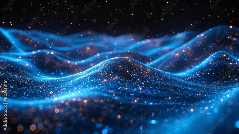 Energy blue background. Technological background for design on the topic of artificial intelligence, neural networks, big data. Copy space. Design of albums, notebooks, banners, postcards, posters