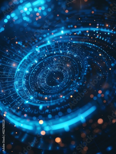 Energy blue background. Technological background for design on the topic of artificial intelligence, neural networks, big data. Copy space. Design of albums, notebooks, banners, postcards, posters