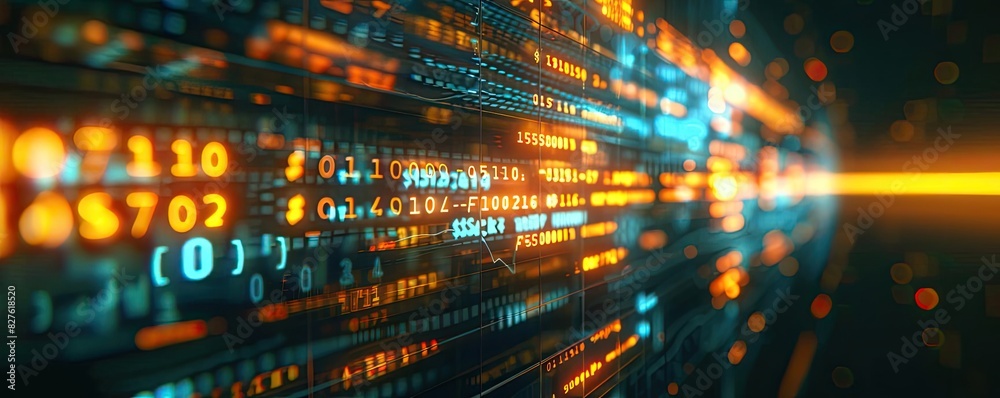 Abstract digital code background showing dynamic data streams and glowing numbers, representing technology and programming concepts. Abstract digital code background showing dynamic data streams and glowing numbers, representing technology and programming concepts.