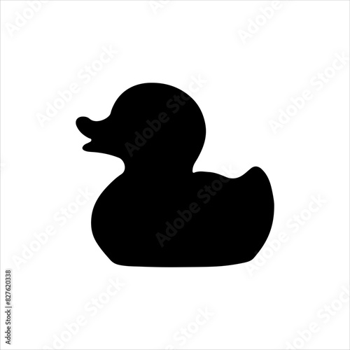 Black rubber duck silhouette isolated on white background. Rubber duck icon vector illustration design.