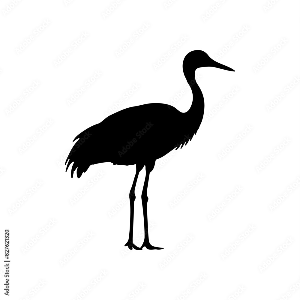 Obraz premium Sandhill crane silhouette isolated on white background. Crane bird icon vector illustration design.