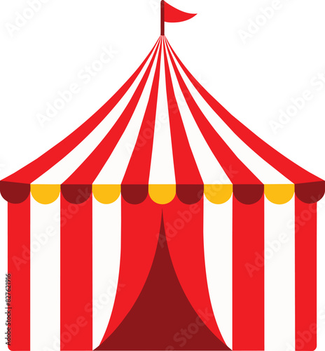 Striped red circus tent stock vector illustration.