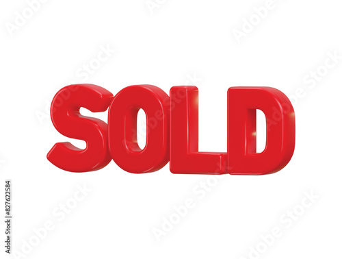 Sold text effect 3d render