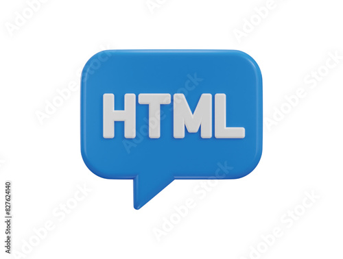 HTML icon 3d render concept of programming language icon vector illustration