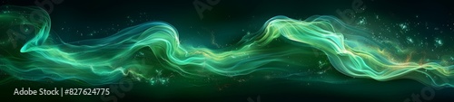 A vibrant array of green lines dances across the screen, creating a dynamic and abstract wallpaper backdrop. © BlockAI