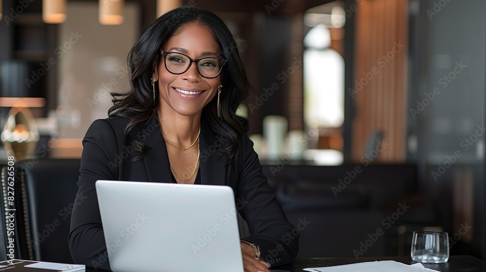 Young Woman Enjoying Work In Bright And Modern Office Setting Young Woman Enjoying Work In Bright And Modern Office Setting