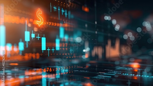 Wallpaper Mural Abstract financial graph and stock market data with a focus on digital digital trends and economic analytics in an illuminated modern interface. Torontodigital.ca