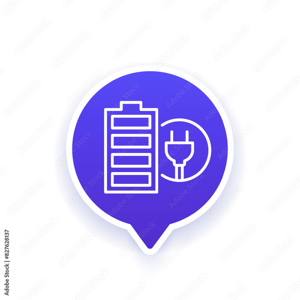 battery and electric plug icon, line vector battery and electric plug icon, line vector
