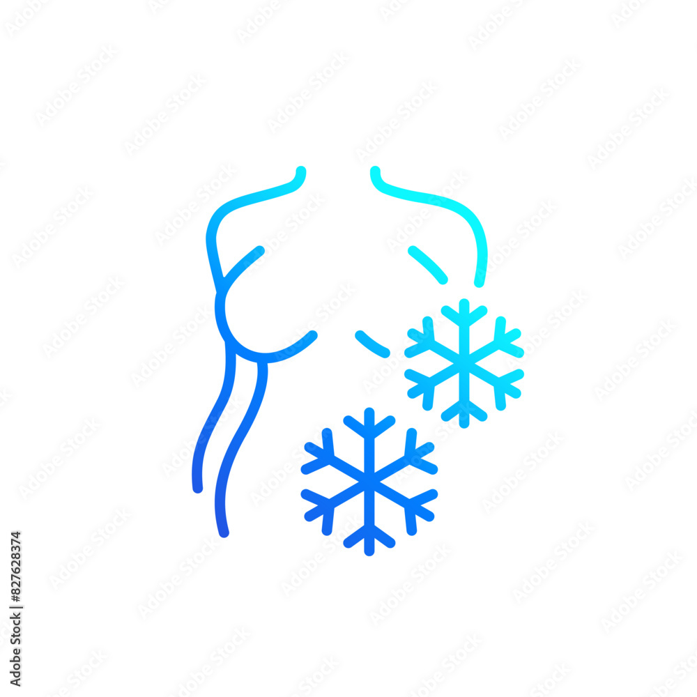 Hypothermia line icon with woman body Hypothermia line icon with woman body