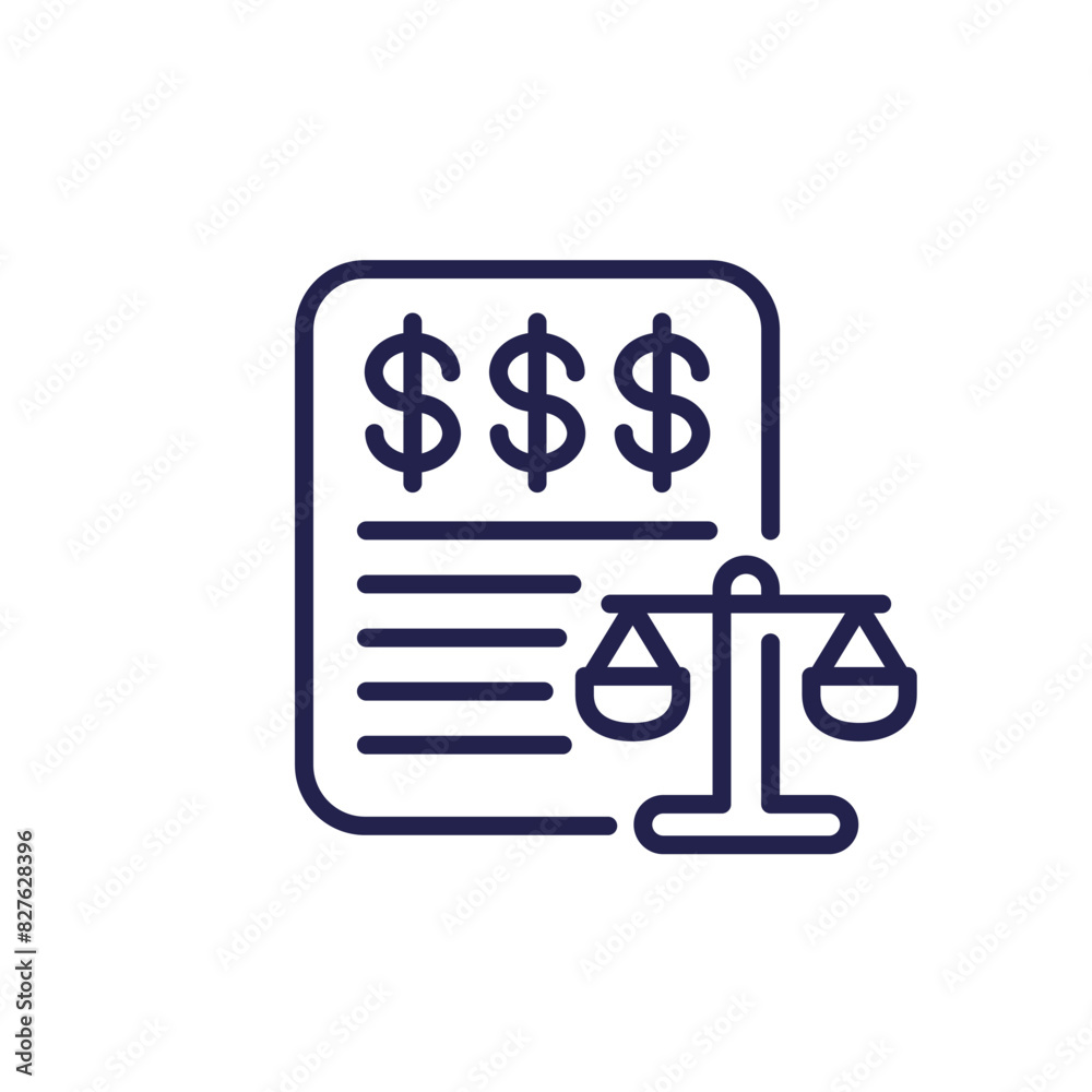 legal costs line icon, money for a lawsuit legal costs line icon, money for a lawsuit