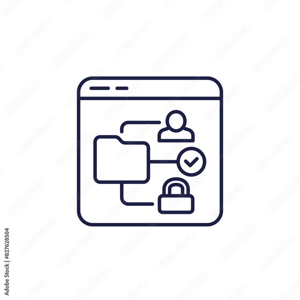 secure data in folder line icon on white