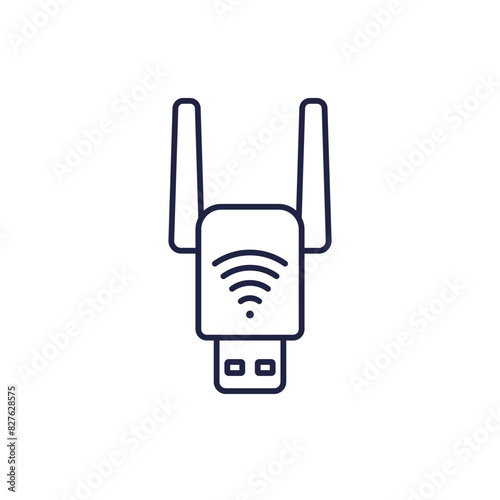 usb Wi-Fi adapter icon, line vector
