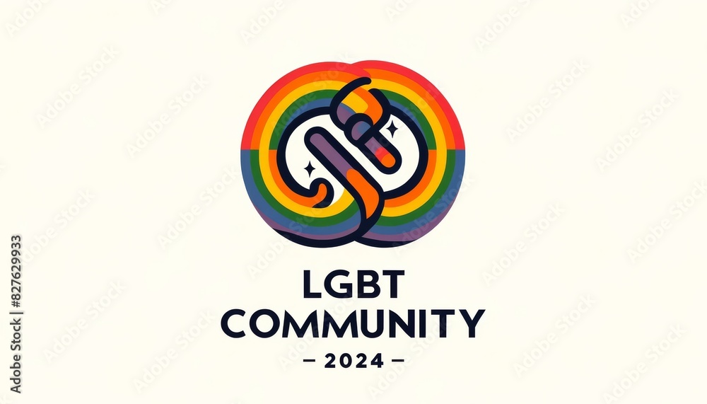 Obraz premium LGBT with LGBTQ pride Couple rainbow flag 2024 Unity