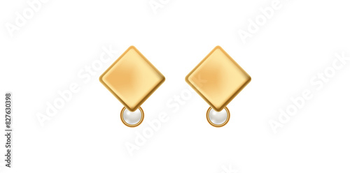 Mini Gold Plated Pearl Earrings Vector Illustration.	