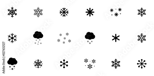 Set Of Winter Isolated Silhouette Solid Icons With Snowflake,Snow,Frost,Winter,Ice Infographic Simple Vector Illustration Logo