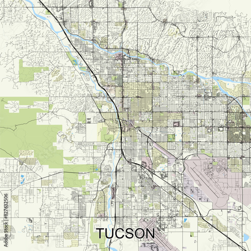 Tucson, Arizona, United States map poster art