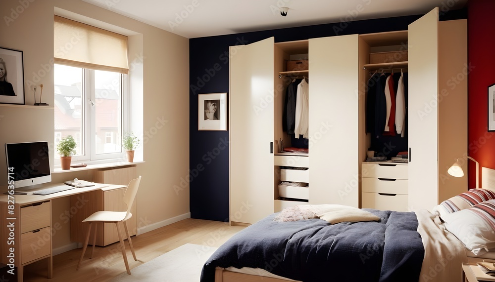 Fototapeta premium Scandinavian bedroom interior design bedroom