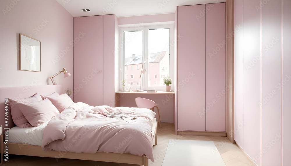 Fototapeta premium Scandinavian bedroom interior design bedroom