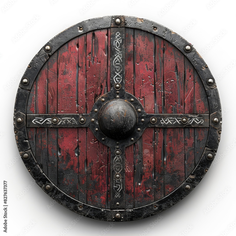 Red and Black Shield With Metal Accents Red and Black Shield With Metal Accents