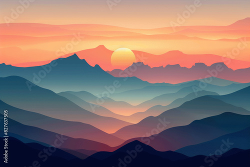 Majestic Masterpiece: Sunset Embrace of Mountain Peaks