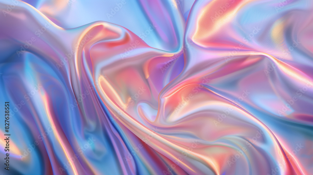Obraz premium Iridescent silk fabric with soft folds and pastel colors
