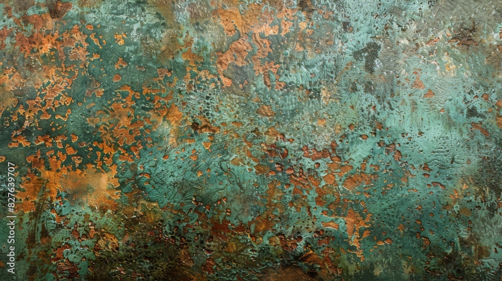 A close up shot of a copper surface covered with extensive rust A close up shot of a copper surface covered with extensive rust
