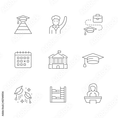 Set line icons of university