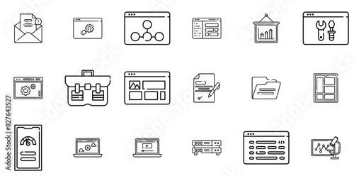 Set Of Linear Digital Marketing Vector Symbols Apps, Websites Ui Designs Suitable For Business,Website,Internet,Marketing,Seo Set Vector Flat Line Icons