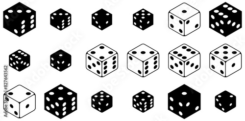 A Collection Of Dice Vector Symbols Apps, Websites Ui Designs Suitable For Casino,Vegas,Gambling,Dice,Die Business Infographic Elements Logo Vector Illustration