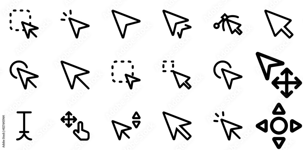 Set Of Linear Cursor Ui Icons Web Header Banner Design Containing Select,Mouse,Click,Arrow,Pointer Business Infographic Elements Logo Vector Illustration Set Of Linear Cursor Ui Icons Web Header Banner Design Containing Select,Mouse,Click,Arrow,Pointer Business Infographic Elements Logo Vector Illustration