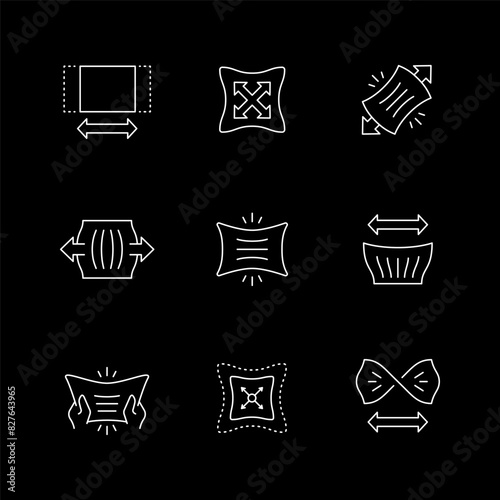 Set line icons of fabric stretching