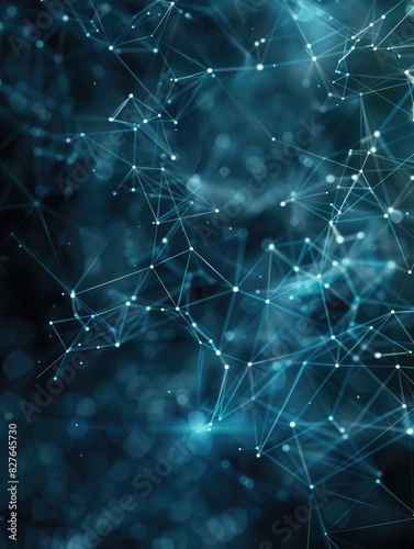 A blue background with many lines and dots. The lines and dots are connected to each other in a way that they form a pattern. The image has a futuristic and technological feel to it