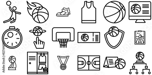 Mega Set Of Vector Basketball Icons Silhouette Vector Logo Design Containing Basketball,Match,Game,Sport,Player Infographic Simple Vector Illustration Logo