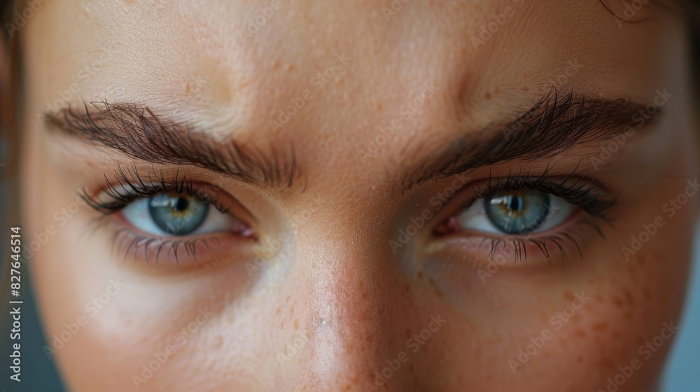 Obraz premium A woman with brown hair and blue eyes