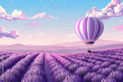 Majestic Balloon Flight Over Lavender Dreams