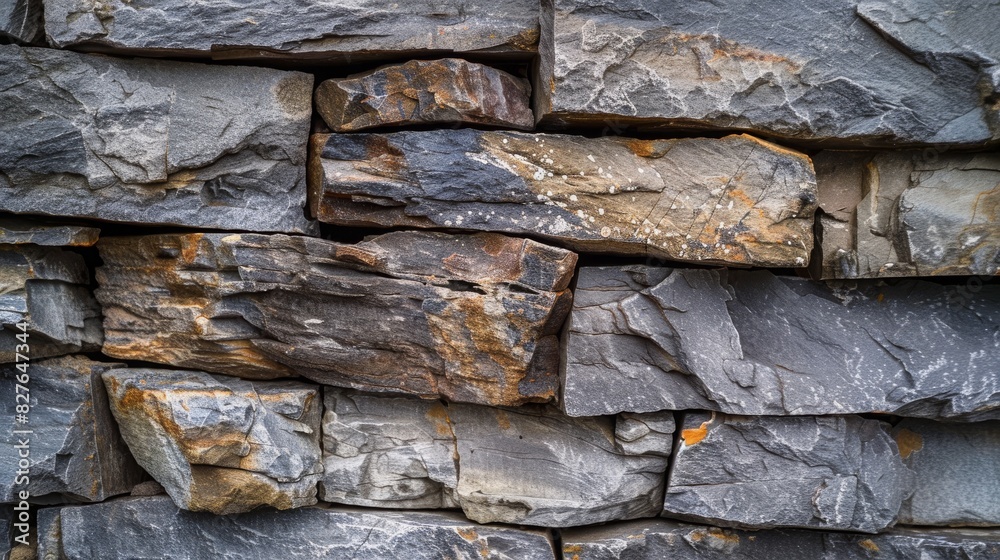 Close up of a stone wall with rocks stacked on top Close up of a stone wall with rocks stacked on top